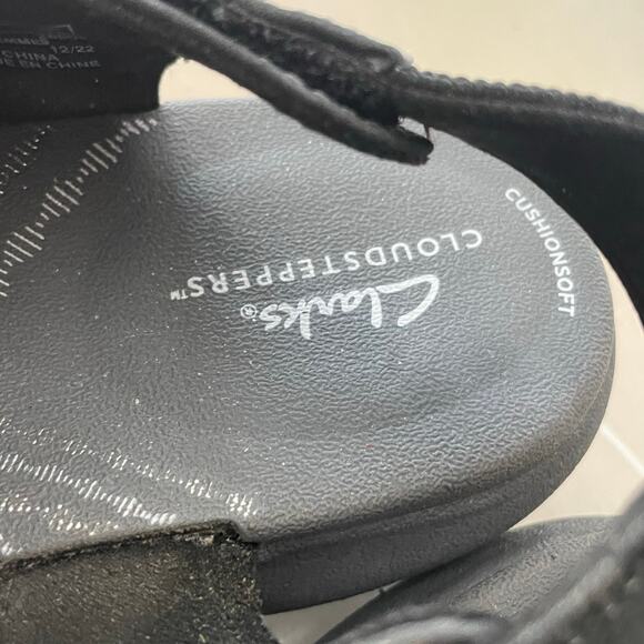 Clarks Cloudsteppers Size 8.5 Gray Black Sandals Mira Ivy Slingback Casual - Picture 3 of 5